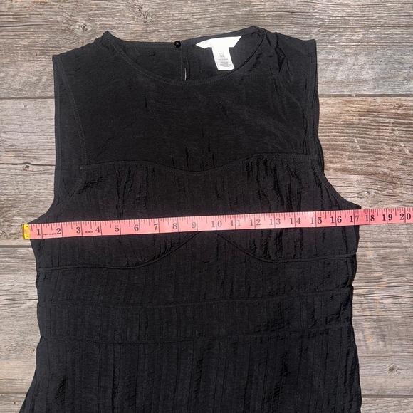 H&M Black Maxi Dress Sleeveless Pleated Tiered Casual Summer Dress Women's M - Picture 6 of 9